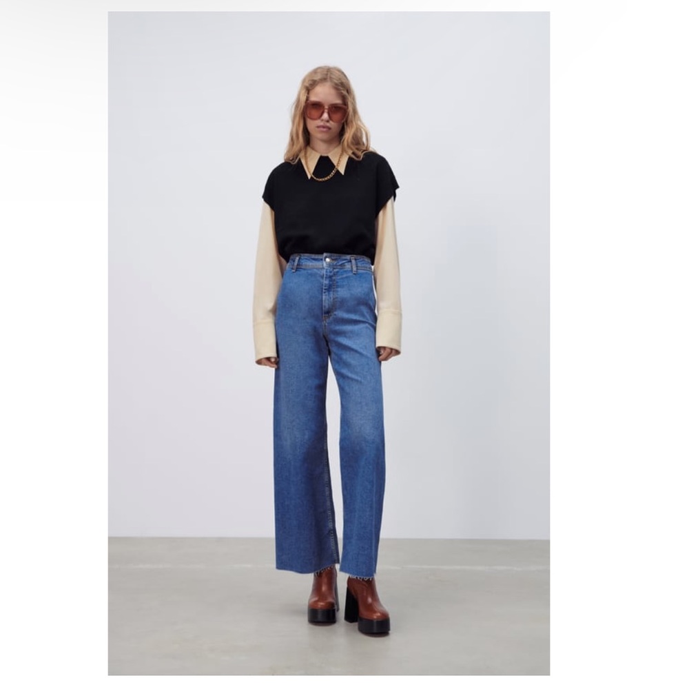 Zara High Waisted Marine Straight Jean - size 6